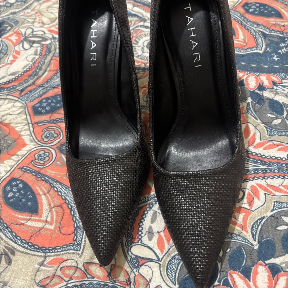 Tahari Women's Textured Black Heels